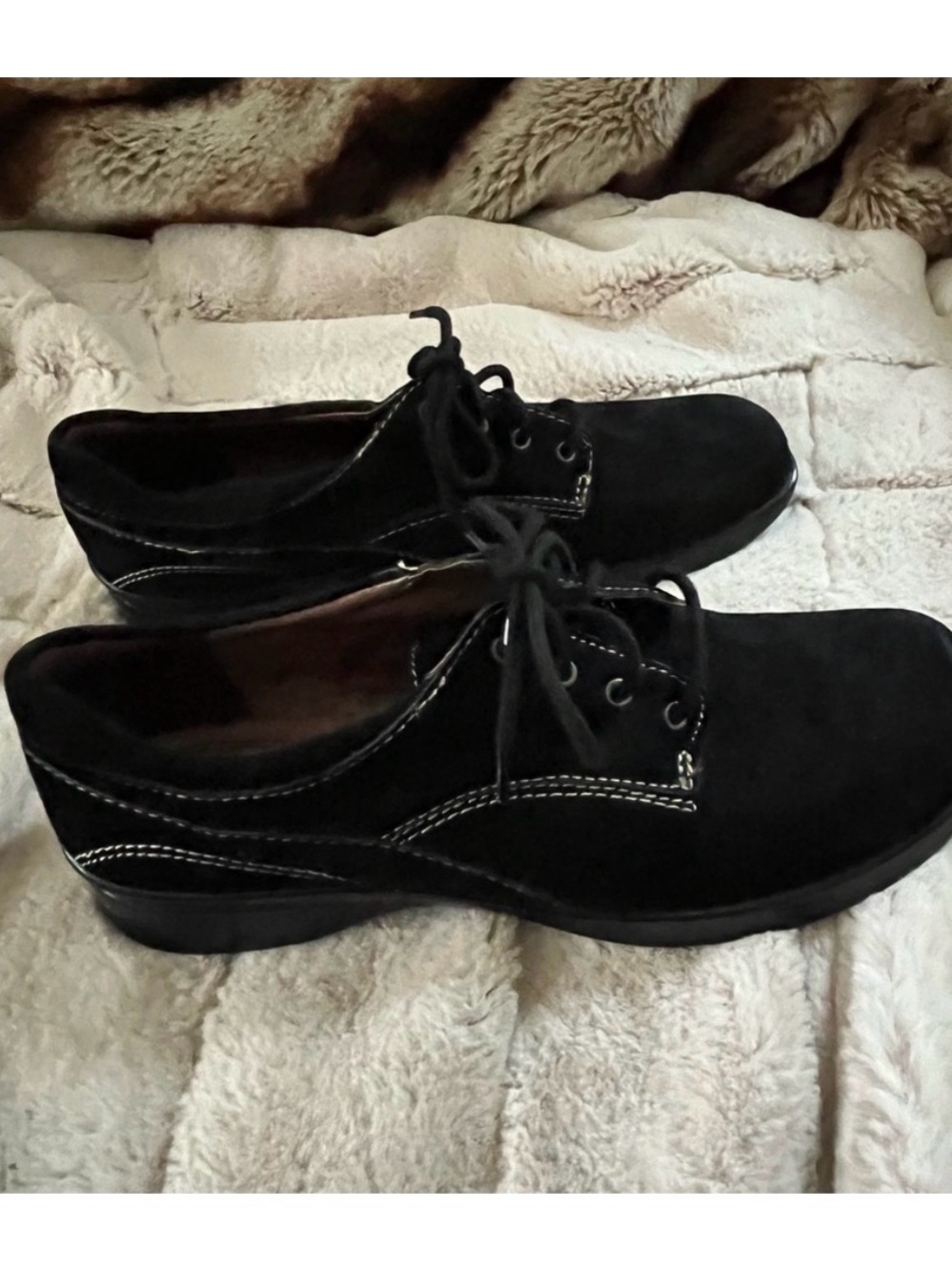 Naturalizer Amelia Black Suede Lace Up Loafers New - 9